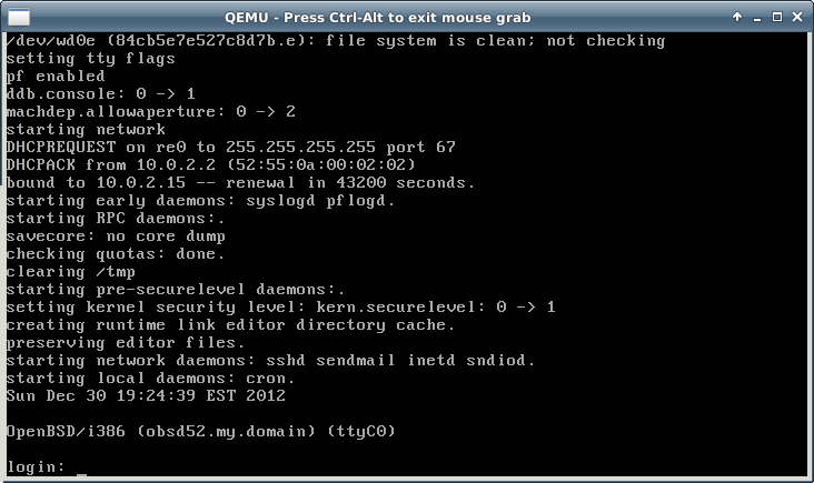 OpenBSD in QEMU