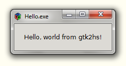 Hello, world from gtk2hs!